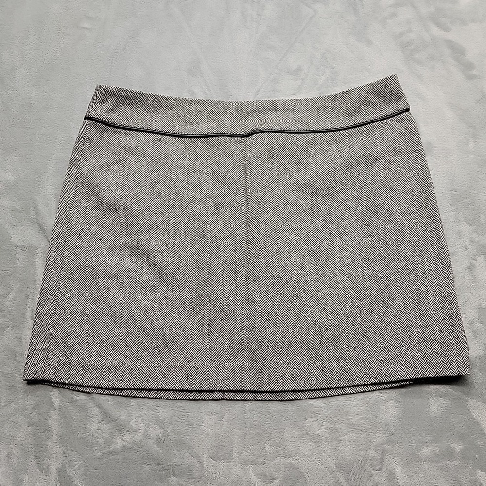 Old Navy Skirt Womens 14 Black Herringbone Wool Blend Mini Career Preppy